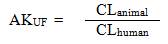 The equation used to calculate the toxicokinetic component of the interspecies uncertainty factor (AK<sub>UF</sub>) for PFOS