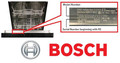 Bosch dishwasher with model and serial number location.
