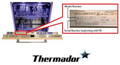 Thermador dishwasher with model and serial number location.