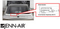 Jenn-Air dishwasher with model and serial number location