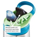 Recalled water bottle with black spout base and black spout cover</p>
<p>